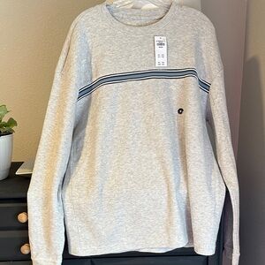 Hollister Gray Crewneck Sweater with Black and White Stripes